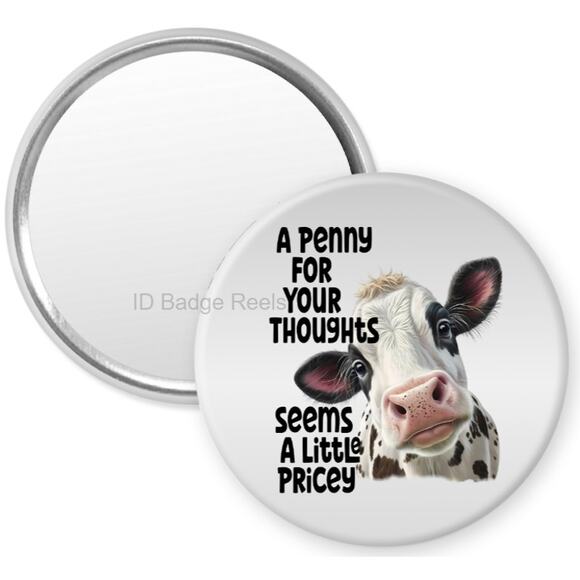 A Penny For Your Thoughts Heifer 2.25" Pocket Compact Hand Mirror * 3/$15 - Picture 1 of 3